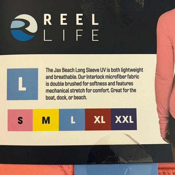 Reel Life Long Sleeve‎ Graphic Performance Top Womens Large Salmon Rose NWT - Picture 6 of 8